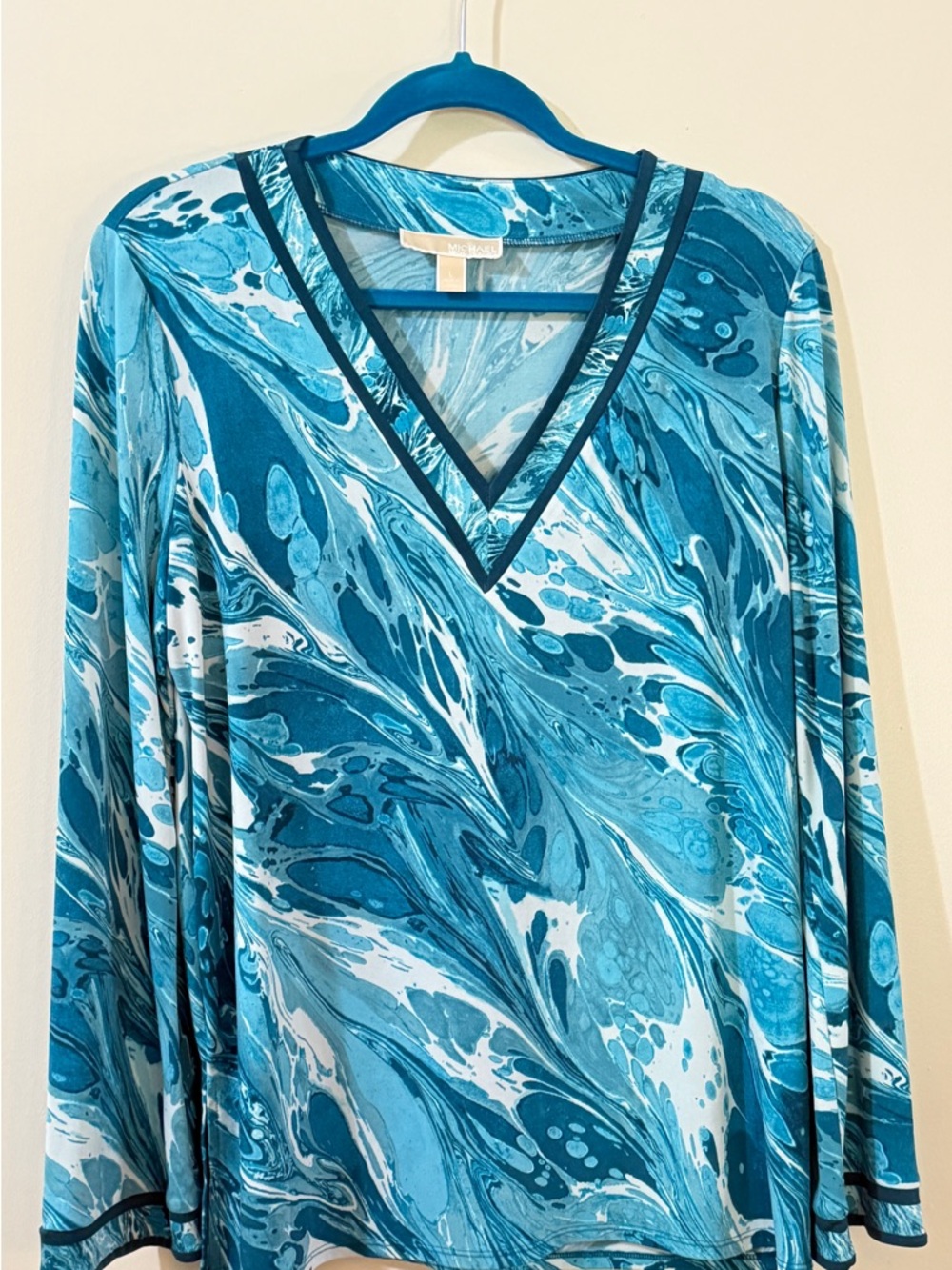 MICHAEL Michael Kors Turquoise Marble V-Neck Swim Coverup